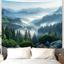 AMM Nature Forest Mountain Tapestry Green Misty Pine Tree Tapestry for Bedroom Aesthetic Foggy Woodlands Sky Landscape Tapestries Wall Hanging for Living Room Dorm 60 x 44 Inch by CozyNest Decor