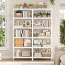 FOTOSOK 6-Tier Bamboo Shelf, Bamboo Bookcase with Adjustable Shelves, Free Standing Storage Shelf Unit, Plant Flower Stand for Bathroom, Kitchen, Home Office, White by CozyNest Decor
