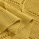 Longhui bedding Chunky Cotton Knit Throw Blanket for Couch, Sofa, Bed, or Chair, Decorative Breathable Fall Cable Knit Blanket 60 x 80 Inches, Large Mustard Yellow by CozyNest Decor