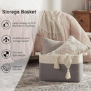 OIAHOMY 65L Blanket Basket, Cotton Rope Woven Blanket storage for Living Room, Rectangle Woven Baskets for Storage, 20''×16''×12'', Grey and White by TinyTreasures Baby Boutique