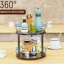 Lazy Susan Organizer 2 Tier - 9.2" Turntable Spice Rack for Table Top, Wooden Rotating Lazy Susan for Cabinet Pantry Kitchen Countertop Dining Table Cupboard Bathroom Vanity Storage(Black) by CozyNest Decor