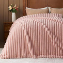 NEWCOSPLAY Faux Fur Throw Blanket Pink 3D Ribbed Plush Thick Warm Blanket for Couch Sofa Bed 850GSM (Pink Ribbed, Throw(50"x60")) by CozyNest Decor