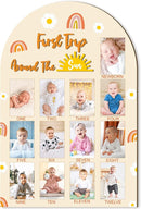 R HORSE My First Year Photo Frame Board, 3D Boho Sun Rainbow Display Wood Board, Baby’s 1st Year Picture Frame, 12 Months Milestone One Year Old Birthday Decoration, Baby Keepsake Gift for Boy Girl by TinyTreasures Baby Boutique