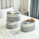 Woven Storage Baskets - Cotton Rope Organizers for Books, Towels, Toys or Bins - 3 Pack, Grey by TinyTreasures Baby Boutique
