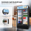 Commercial Beverage Refrigerator, 40 Inch 35 Cu.Ft. Commercial Drink Fridge, Display Refrigerator with Double Glass Door, Commercial Display Fridge with 8 Adjustable Shelves, for Shop,Restaurant,Bar by CozyNest Decor