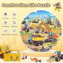 Floor Puzzles for Kids Ages 3 4 5 6 7 8, 70 Piece Construction Site Jigsaw Puzzle with Excavator Bulldozer Forklift Dumper Truck, Building Site Educational Toy Gift for Boys Birthday Christmas by TinyTreasures Baby Boutique