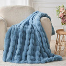 Lotus Karen Fuzzy Throw Blanket Blue - Big Bubble Faux Rabbit Fur Blanket for Couch,Softest Cozy Fluffy Blanket,Thick Furry Plush Shaggy Warm Blankets for Women,50x60 Inches by CozyNest Decor