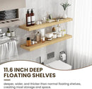 48 Inch Floating Shelves, 12 Inch Deep Floating Shelves for Wall, Large Floating Shelf with Invisible Brackets, Deep Shelves for Bathroom, Bedroom, Living Room, 1 Pack, Natural