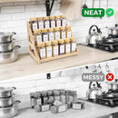 3-Tier Natural Bamboo Spice Rack Organizer - for Kitchen Cabinets, Countertops & Pantries - Space-Saving Tiered Shelf by CozyNest Decor