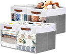 HNZIGE Fabric Cube Storage Bins - 4 Pack 13x15x13 Collapsible Storage Cubes for Organizing Shelves, Closet, Pantry - White, Gray by TinyTreasures Baby Boutique