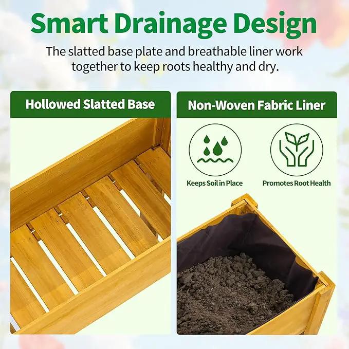 Premium Fir Wooden Raised Garden Bed with Four Legs for Backyard and Balcony Gardening,Suitable for Indoor and Outdoor use,33.07''×15.75''×38.58'', photo 4 of 6