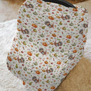 Thanksgiving Turkey Pumpkins Car Seat Covers Vintage Autumn Leaves Stretchy 5-in-1 Cover Adjustable Infant Carseat Cover Canopy Fall Harvest Breathable Nursing Cover-Up by TinyTreasures Baby Boutique