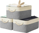 SIMPLE HOUSEWARE Large Fabric Storage Bin, 15.7" x 12" with Braided Handles, 3 Pack, Gray by CozyNest Decor