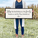 Bless the Food Before Us Sign Wall Decor 40"X15" Large Farmhouse Dining Room Wall Decor Framed Wood Rustic Home Wall Art Kitchen Decoration (Black) by CozyNest Decor