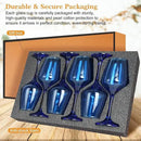 Blue Wine Glasses Set of 6-12oz Blue Long Stem Wine Glass Cups, Pretty Crystal Glassware, Hand Blown Goblets Drinkware, Unique Drinking Stemware Holiday Gift Set by CozyNest Decor