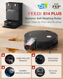 Yeedi S14 Plus Robot Vacuum and Mop, 18,000Pa Suction, OZMO Roller Mopping, ZeroTangle 2.0, TruEdge 3D Sensor, All-in-One Station with Auto Hot Water Washing & Self-Drying, Black by CozyNest Decor