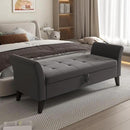 Furniliving 51” Bedroom Bench, End of Bed Bench with Button-Tufted Large Upholstered Storage Bench Ottoman Velvet Window Bench with Storage Shoe Cabinet Bench, for Bedroom, Entryway, Closet, Grey by CozyNest Decor