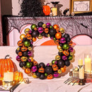 JORNOY 20inch Large Halloween Ball Wreath with Ghost & Pumpkin Accents - Seasonal Orange/Black Wall Hanging, Front Door, Mantel, Porch Decor for Home by CozyNest Decor