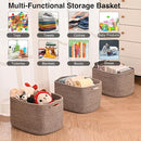 Storage Baskets for Organizing Shelves, Woven Cotton Rope Bins for Baby Nursery Organization, Book Toy Towel Organizer, 15"x11"x9.5", 3 Packs, Dark Brown by TinyTreasures Baby Boutique