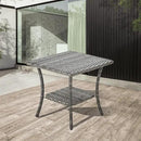 Patio Tables Outdoor Coffee Table - Wicker Rattan Side Tables with 2-Tier Storage Shelf End Table for Porch Deck Balcony Garden Outside Square Mixed Grey by GreenHaven Gardens