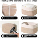 Storage Baskets for Shelves, Woven Storage Basket, Bins for Cube Storage, Cotton Rope Basket with Handles for Toy, Book, and Clothes Living Room, (4 Packs) Off White & Brown by CozyNest Decor