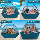 COMMOUDS Beach Tent Sun Shade for 3/4-5/6-7/8-10 Person, UPF 50+ Beach Sun Shelter Canopy Tent, Lightweight, Easy Set Up and Carry by TinyTreasures Baby Boutique