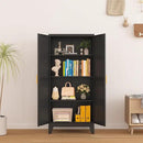 Metal Storage Cabinet With 2 Doors and 3 Adjustable Shelves, Black Kitchen Pantry for Food, Utility Cabinet for Laundry Room, Cupboard by CozyNest Decor