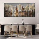 Framed Large Cityscape New York Wall Art Canvas Prints Abstract Brown City Theme Paintings Modern Canvas Wall Art for Living Room Pictures Wall Decor Bedroom Big Size 31x70 by CozyNest Decor