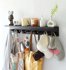 Entrance Coat Rack ，Coat Hooks, Wall-Mounted Wooden Hook Rack, Wall-Mounted Shelves are Very Suitable (Black Finish-2) by CozyNest Decor