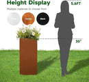 Corten Steel Metallic Heavy Planter for Outdoor Plants 14"x14"x30" Metal Planter Spliced Flower Pot with Partitions for Outside,Indoor,Garden (Corten, 14 * 14 * 30) by CozyNest Decor