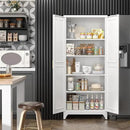 Kitchen Pantry Cabinet,75”White Metal Storage Cabinets with Doors and 4 Adjustable Shelves,Kitchen Cabinet with 2 Gold Handles,Tall Cabinet for Livingroom,Pantry, Bathroom by CozyNest Decor