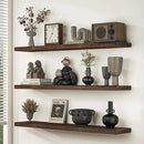 Floating Shelves for Wall, 32" Flat Edge Solid Elm Wood Floating Shelf, Wall-Mounted Display Shelves with Invisible Heavy-Duty Metal Bracket, Floating Shelf for Kitchen (Wanlut, Set of 2) by CozyNest Decor