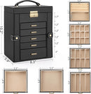 AKOZLIN 6-Tier Jewelry Box Lockable Leather Jewelry Storage Case with 5 Drawers for Women Girls Ring Necklace Earring Bracelet Holder Organizer with Mirror by TinyTreasures Baby Boutique