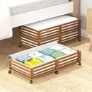 Bamboo Under Bed Storage Containers- Underbed Organizer with Wheels with Large Dust Bag,Sturdy Wood Rolling Under the Bed Shoe Storage Organizer Drawer 2 Packs (Walnut, Long) by CozyNest Decor