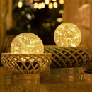 Beautyard Solar Globe Lights Outdoor Large Garden Decor USB Charged 4.72" Diameter 40LED 1000mAh Solar Lights Cracked Glass Globe Power Yard Patio Garden (4.72'' Large 2 Pack Warm White) by CozyNest Decor