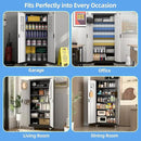 Metal Garage Storage Cabinet with Wheels & Pegboard, Lockable Metal Storage Cabinets with 2 Doors&5 Adjustable Shelves for Garage&Home,Assembly Required,Black Gray 71''H x32''W x16''D by GreenHaven Gardens