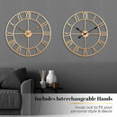 CLXEAST Champagne Gold Metal Wall Clock, Large Roman Numeral 24 Inch Wall Clocks for Living Room Decor,House Warming Gifts New Home by CozyNest Decor