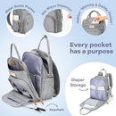 RUVALINO Diaper Bag Backpack-Multifunction Travel Baby Diaper Bag with Changing Pad, Insulated Bottle Holders & Pacifier Case, Large Capacity, Waterproof, Gray by TinyTreasures Baby Boutique