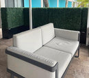 Artificial Boxwood Hedge Divider Wall with Black 201 Stainless Steel Planter Box (60" L X 48" H X 14" D) by CozyNest Decor