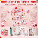 R HORSE 3D Berry First Birthday Wood Photo Display Board, Pink Strawberry Baby's First Year Picture Frame, 1-12 Months Milestone Board Birthday Decorations Keepsake Gift for Baby Girls Nursery Decor by TinyTreasures Baby Boutique