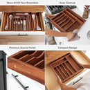 Premium Silverware, Flatware and Utensil Organizer for Kitchen Drawers, Food-Safe Contract Grade, Expandable from 16 to 28 In, Natural Acacia by CozyNest Decor
