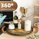 Lazy Susan Turntable Organizer for Table Top, 13’’ Round Wooden Lazy Susan for Cabinet Kitchen Countertop Pantry Dining Coffee Table for Condiments Spices, Rustic Bathroom Vanity Tray for Soap Candle by CozyNest Decor