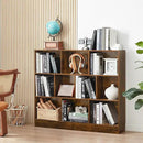 LEYAOYAO 10 Cube Bookshelf with Base,3 Tier Mid-Century Modern Grey Bookcase,Standing Wide Bookshelves Storage Organizer Shelf,Rustic Wood Display Cabinet Book Shelves for Bedroom,Living Room,Office by CozyNest Decor