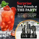 Highball & Chaser 13-Piece Gunmetal Black Stainless Steel Boston Cocktail Shaker Bar Tool Set with Mixology Bartender Kit Accessories by CozyNest Decor