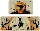 Halloween Kitchen Mat Set of 2, Spooky Witch Pumpkin Cat Halloween Kitchen Decor, Halloween Rug for Floor, Indoor Spooky Home Decor with Non-Slip Backing,17 x 29 Inch & 17 x 47 Inch by CozyNest Decor
