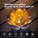 Garden Solar Lights Outdoor(2Pack) , Amber Crackle Globe Glass Lotus Decoration , Waterproof Orange Metal LED Flower Lights for Patio,Lawn,Walkway,Tabletop,Ground, Garden Gifts for Women by CozyNest Decor