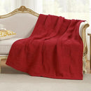 Amélie Home Chenille Knit Throw Blanket for Couch, Checkered Texture Decorative Soft Blanket for Sofa, Bed & Living Room, 50"x60", Red by CozyNest Decor