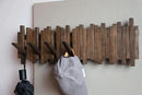 Natural Wood Wall Mounted Piano Coat Rack| Coat Rack Wall Mount| Flip Down Wall Hook Rack 7 Hooks| Entryway Wall Art Hook,Made of Acacia Wood (Wood Wax Oil Dyed Walnut Color).Wall Art by CozyNest Decor