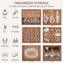 AKOZLIN 6-Tier Jewelry Box Organizer Functional 5 Drawers Leather Jewelry Storage Case for Women Girls Ring Necklace Earring Bracelet Holder Organizer with Mirror Brown by TinyTreasures Baby Boutique