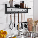 BAMEOS Wall-Mounted Shelf with Hooks - 28.9 Inch Entryway Hanging Shelf with 5 Dual Hooks for Bathroom, Living Room, Bedroom (Black) by CozyNest Decor